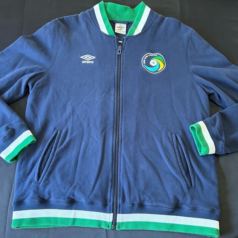 Umbro New York Cosmos NASL Soccer Team Blue & Green Zip-Up Track Jacket XL Retro